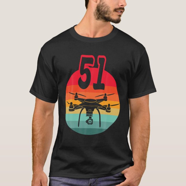 T-shirt 51E Anniversaire I Télécommande Rétro Drones Avec  (Devant)