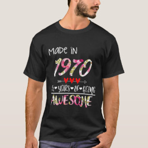 T-shirt 52 Ans 52E Anniversaire Né En 1970 Femme Fille