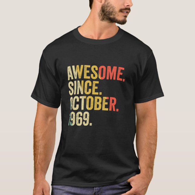 T-shirt 53 Ans 53e Anniversaire Awesome Depuis Octobre (Devant)