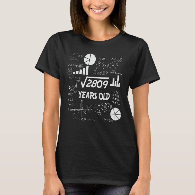T-shirt 53 ans Enseignant des mathématiques Anniversaires  (Devant)