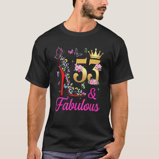 T-shirt 53 & Fabuleux 53 Ans 53ème Anniversaire Papillons  (Devant)