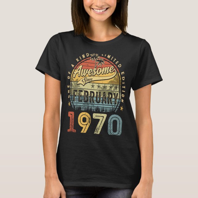 T-shirt 53e anniversaire Awesome depuis février 1970 53 An (Devant)