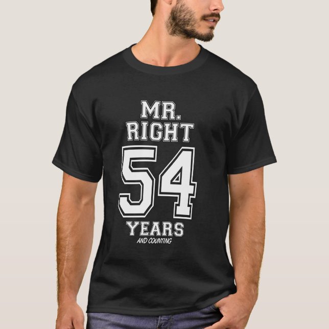 T-shirt 54 Ans À M. Right Funny Couples Anniversaire (Devant)
