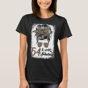 T-shirt 54 ans Fabuleux Messy Bun Leopard 54e naissance