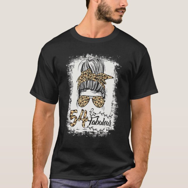 T-shirt 54 ans Fabuleux Messy Bun Leopard 54e naissance (Devant)