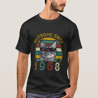 T-shirt 54E Anniversaire Chat Vintage 54 Ans Drôle Awesome