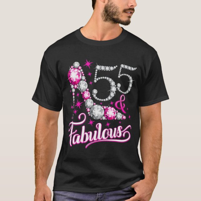 T-shirt 55 Anniversaire. 55 et Fabulous femmes, dames  (Devant)