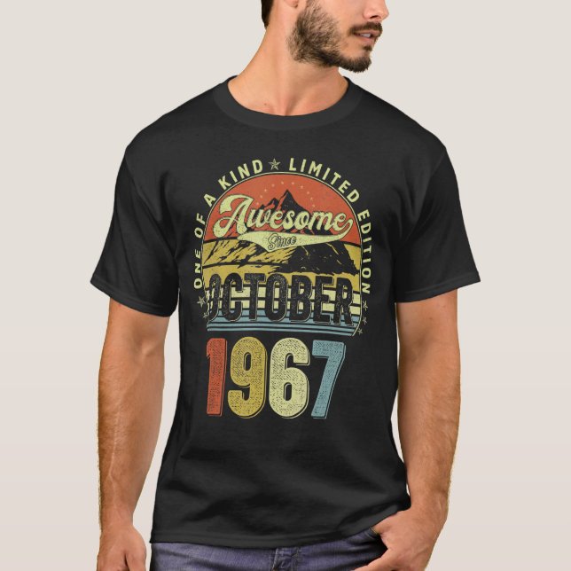 T-shirt 55 ans Awesome depuis octobre 1967 55e anniversair (Devant)