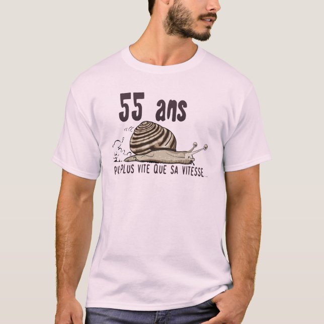 T-shirt 55 ans escargot anniversaire pas plus vite vitesse (Devant)