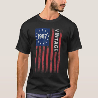 T-shirt 55 ans Vintage 1967 Drapeau américain 55e annivers