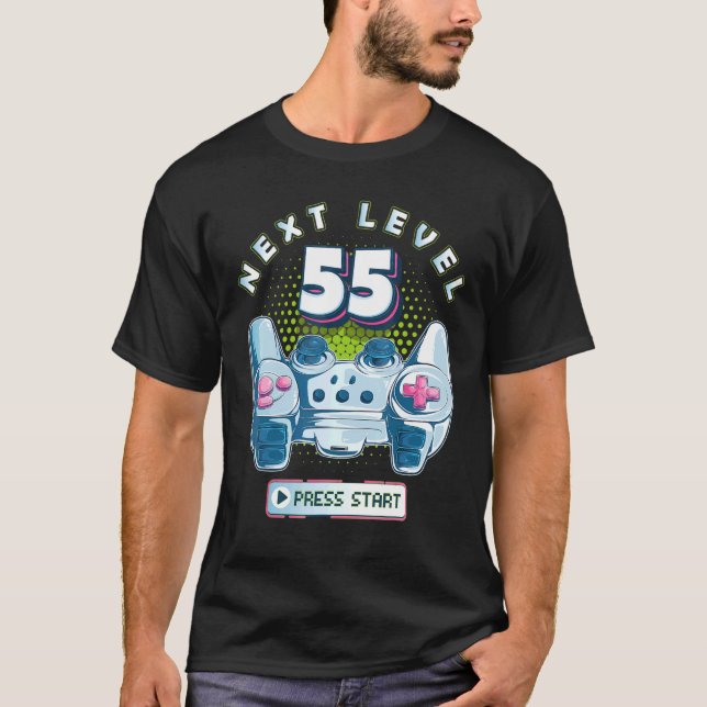 T-shirt 55 Birthday Gamer Next Level 55 Gaming Controller  (Devant)
