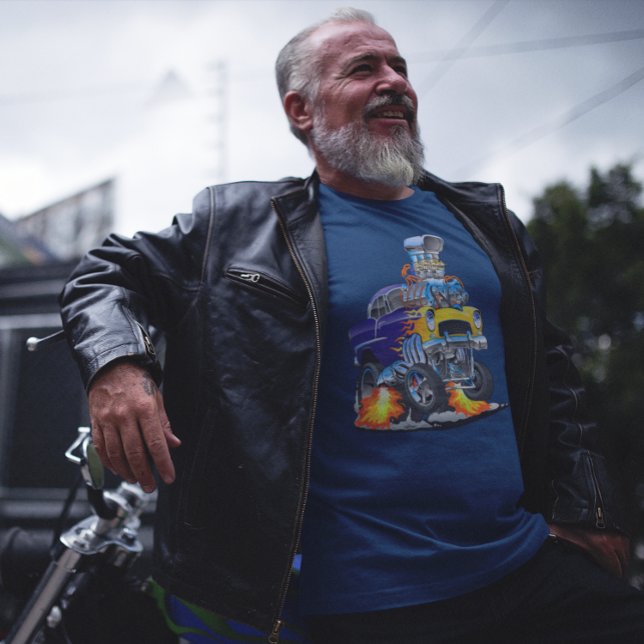 T-shirt 55 Drôle Voiture Flaming Drag Track Bête (Créateur téléchargé)