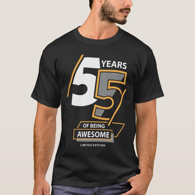 T-shirt 55 Years of Being Awesome 55th Birthday (Devant)