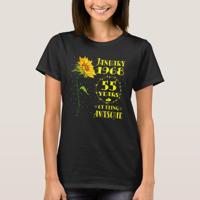 T-shirt 55e anniversaire 55 ans tournesol né janvier (Devant)