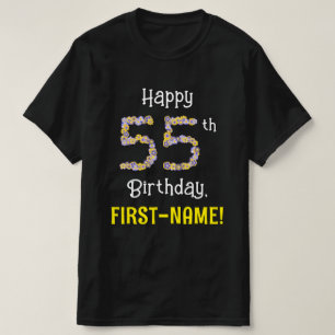 T-shirt 55e anniversaire : Floral Flowers Numéro "55" + No