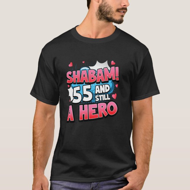 T-shirt 55e anniversaire Superhero femmes Shabam! Comique  (Devant)