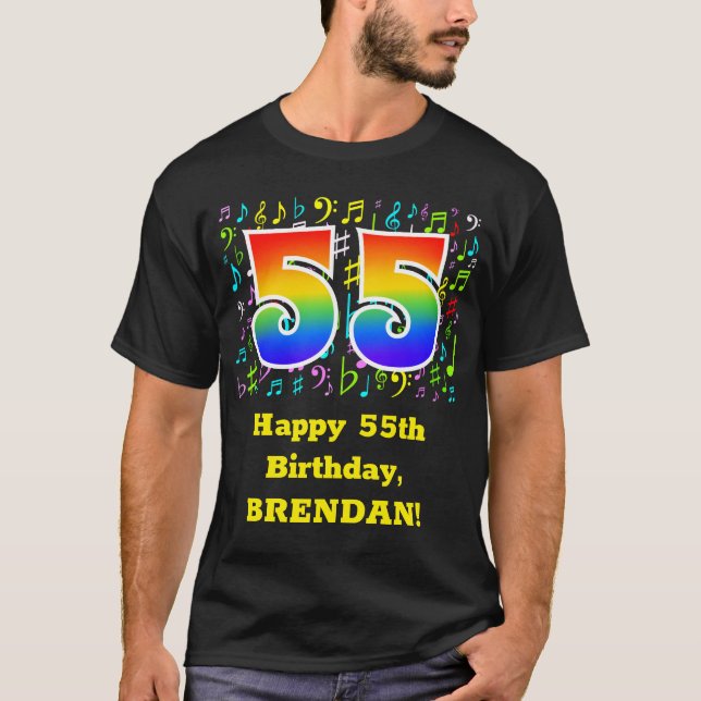 T-shirt 55e anniversaire : Symboles de musique colorée, Ar (Devant)