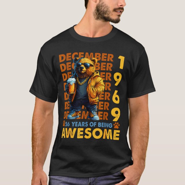 T-shirt 56th Birthday Bear Legends December 1969 56 Years  (Devant)