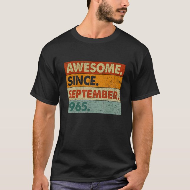 T-shirt 57 Ans Awesome Depuis Septembre 1965 57th Bi (Devant)