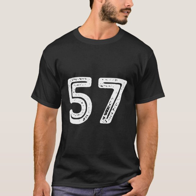 T-shirt 57 Happy B-Day Py Distress Police (Devant)