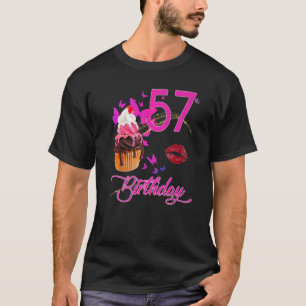 T-shirt 57e anniversaire papillons et cupcake