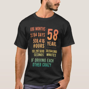 T-shirt 58 Ans de Mariage Drôle 58e Anniversaire de Mariag