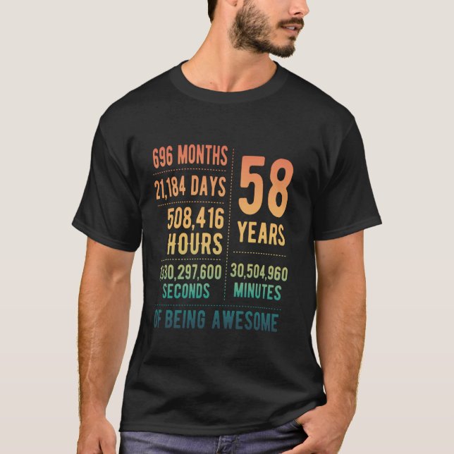 T-shirt 58e anniversaire Hommes Femmes Funny 58 ans (Devant)