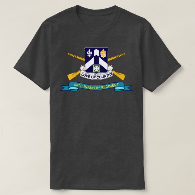 T-shirt 58e Régiment d'infanterie DUI w Br Ribbon X (Design devant)
