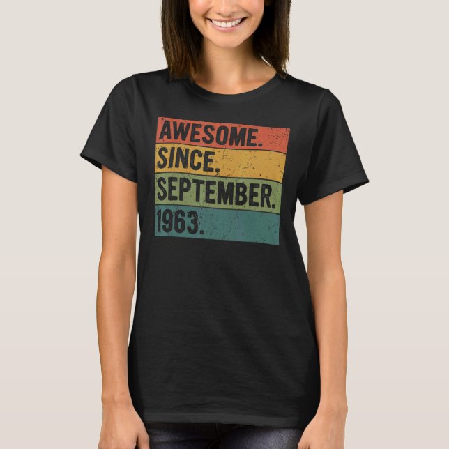 T-shirt 59 Ans Awesome Depuis Septembre 1963 59th Bi (Devant)