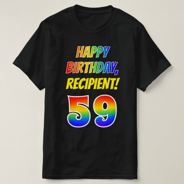 T-shirt 59e anniversaire — Bold, Fun, Rainbow 59, Nom pers (Design devant)