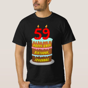 T-shirt 59e anniversaire — Fun Cake & Candles, avec nom pe