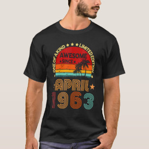 T-shirt 59e anniversaire stupéfiant depuis avril 1963 Vint