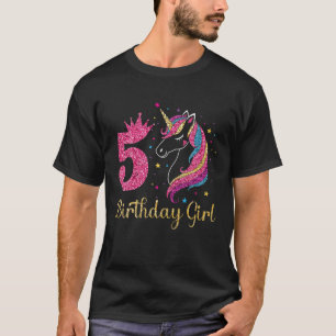 T-shirt 5 Anniversaire fille mignonne Unicorn 5 Anniversai