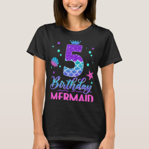 T-shirt 5 anniversaire Mermaid Queue 5 année fille Sirène