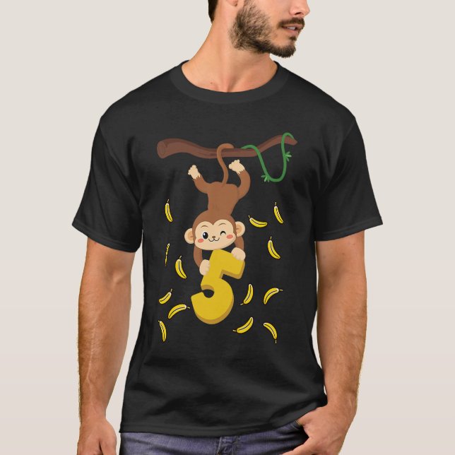 T-shirt 5 Anniversaire singe 5 Ans Vieux singes B jour (Devant)