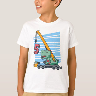 T-shirt 5 ans 5Anniversaire grue mobile Dinosaur