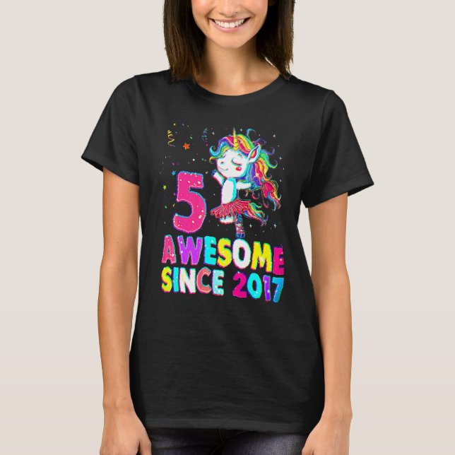 T-shirt 5 Ans 5e Anniversaire Ballet Unicorn Girl depuis (Devant)