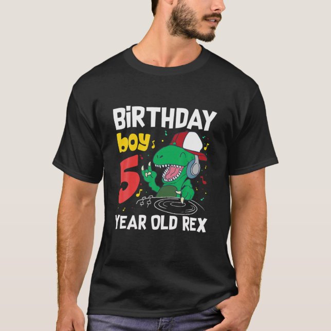 T-shirt 5 Ans 5E Anniversaire Dinosaur Rex (Devant)