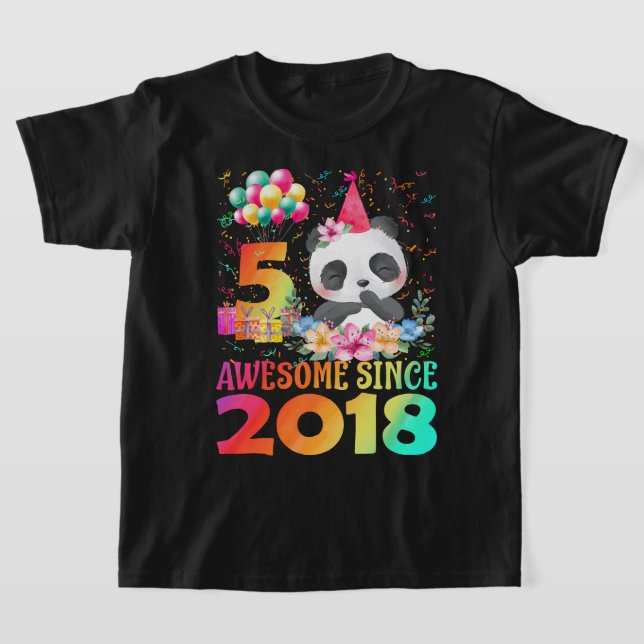 T-shirt 5 ans 5e anniversaire Panda Unicorn Girl Party (Poser)