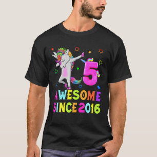 T-shirt 5 Ans, 5E Anniversaire Unicorn Dabbing Awesome