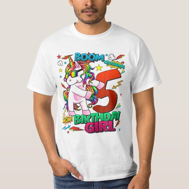 T-shirt 5 ans Anniversaire Comics Unicorn (Devant)