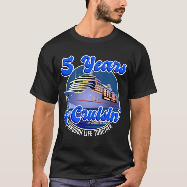 T-shirt 5 ans Anniversaire du Mariage 5e bateau de croisiè (Devant)