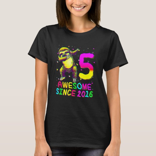 T-shirt 5 ans Anniversaire Sloth Dabbing 5e anniversaire S (Devant)