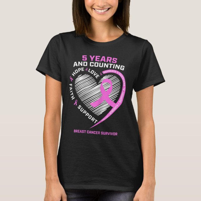 T-shirt 5 ans Cancer du sein Survivant 5 ans Cancer Sans c (Devant)