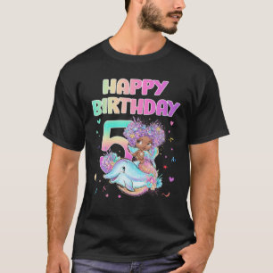 T-shirt 5 Ans Fille Cadeaux Mermaid 5E Anniversaire