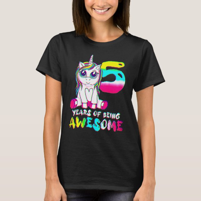 T-shirt 5 Ans fille mignonne Unicorn 5e Anniversaire Class (Devant)
