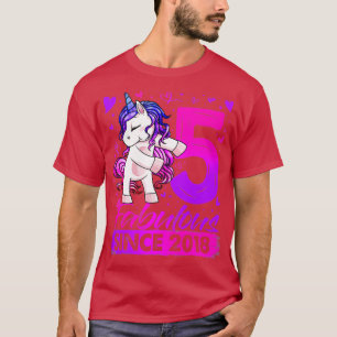 T-shirt 5 Ans Flossing Unicorn Cadeaux 5e Anniversaire Gi