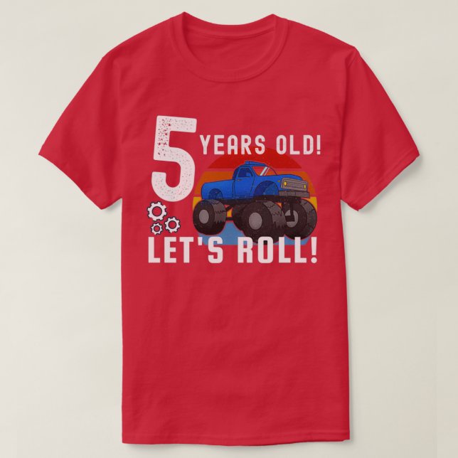 T-shirt 5 ans Lets Roll Blue Monster Truck (Design devant)