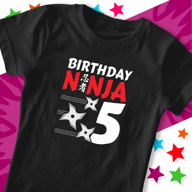 T-Shirt 5 Ans Ninja Party Stars Enfants 5e anniversaire (Créateur téléchargé)