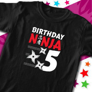 T-shirt 5 Ans Ninja Party Stars Enfants 5e anniversaire